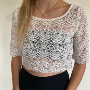 White lace crop top